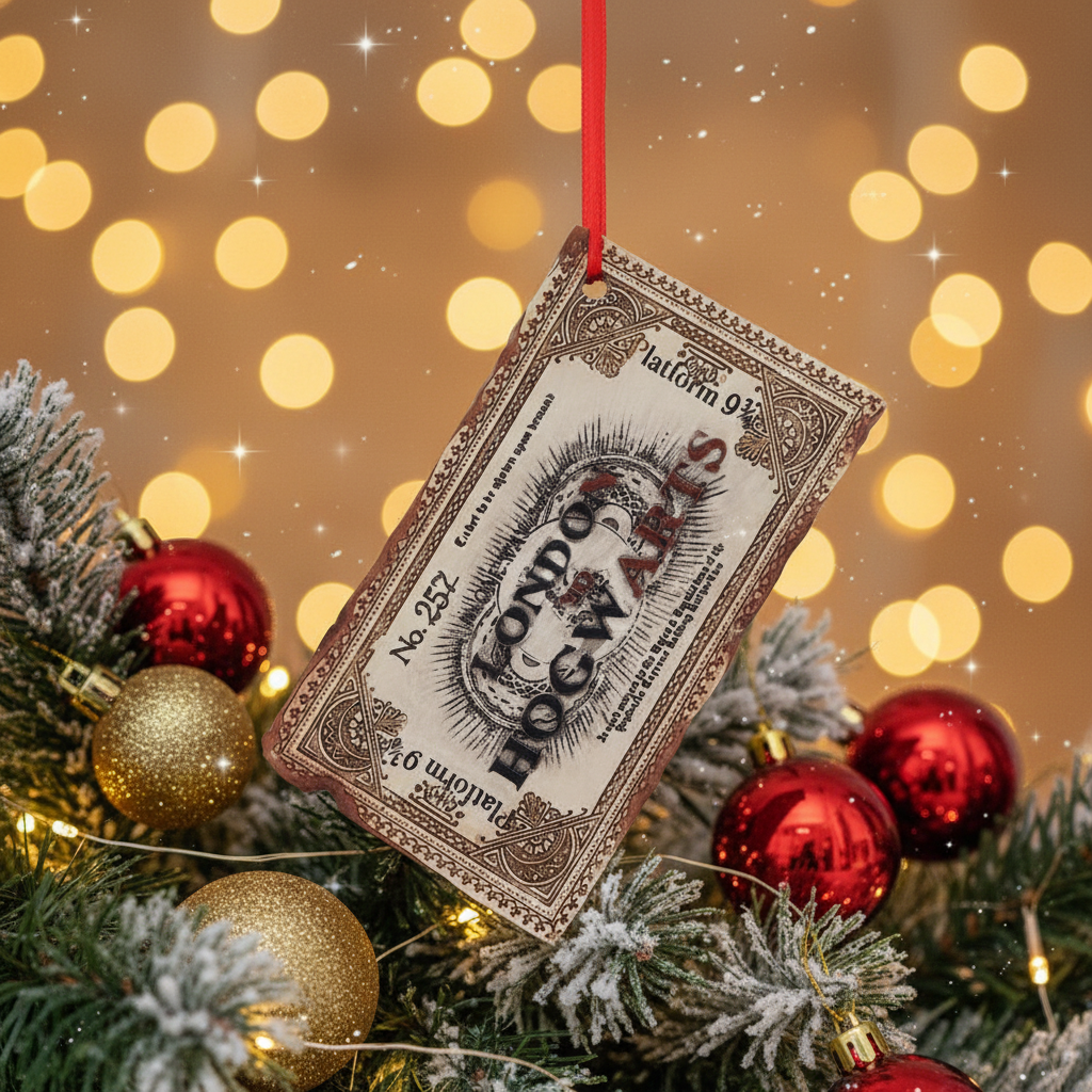 Vánoční dekorace Harry Potter - jízdenka do Bradavického expresu