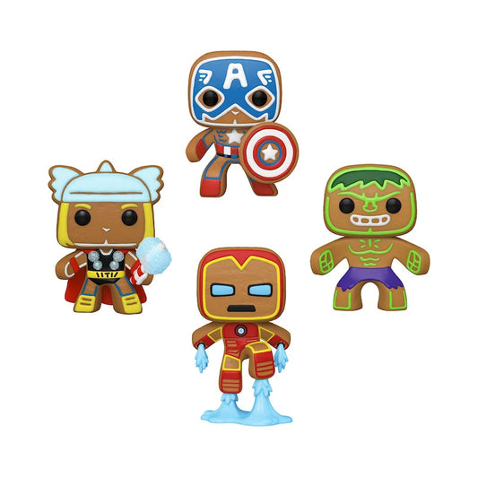 marvel holiday gingerbread 4 pack funko pop gitd special edition