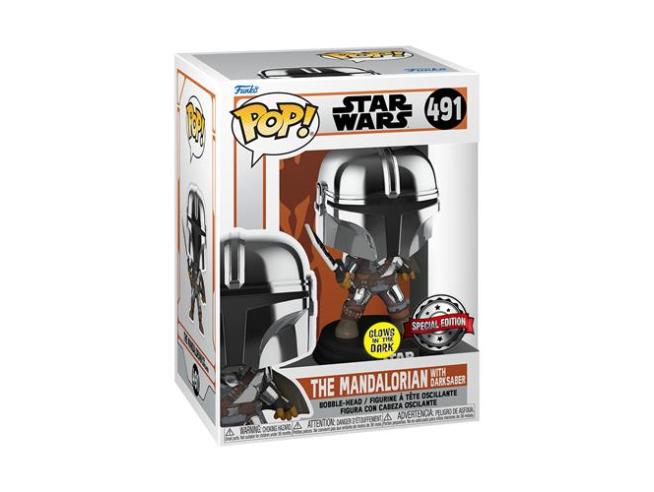pop the mandalorian with darksaber metallic glow 491