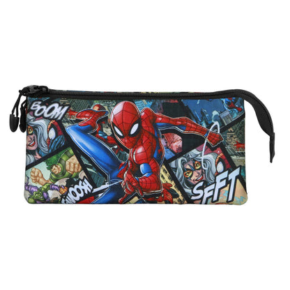 Marvel Dreifach-Federmäppchen – Spiderman-Motive