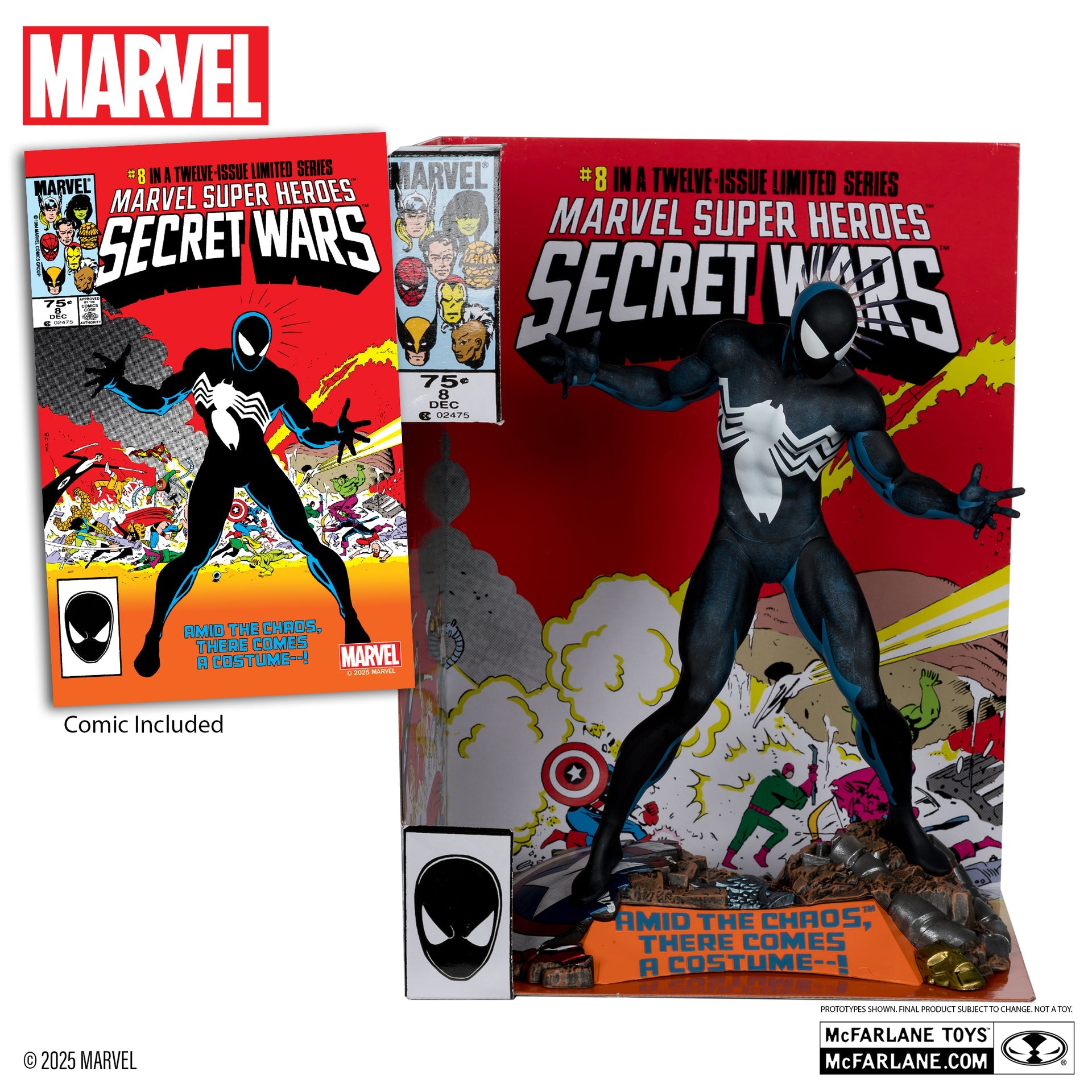 spider man 1 6th scale collectible with scene comic marvel super heroes secret wars 8 mcfarlane toys