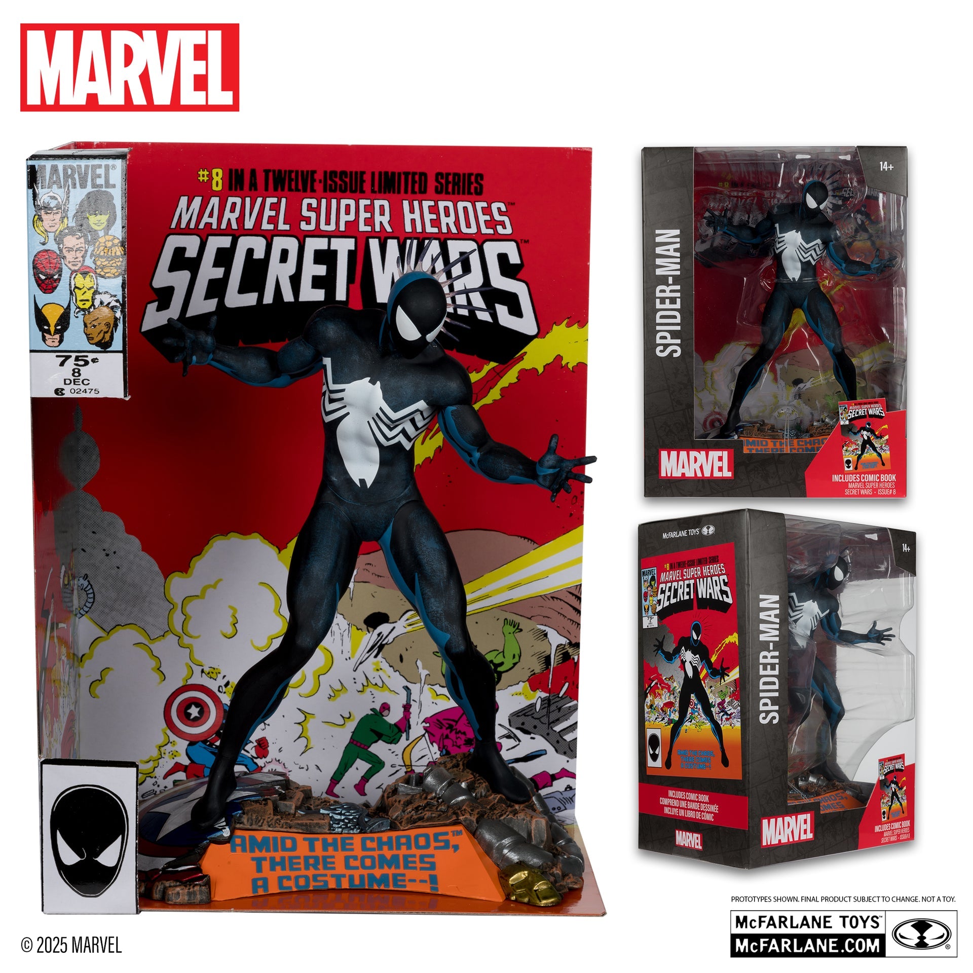 spider man 1 6th scale collectible with scene comic marvel super heroes secret wars 8 mcfarlane toys