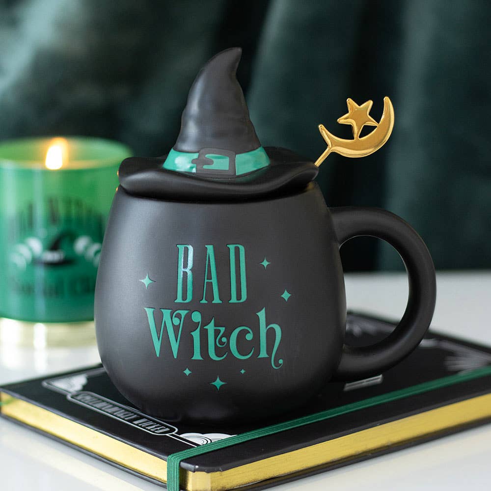 „Böse Hexe“-Tasse mit Deckel und Löffel