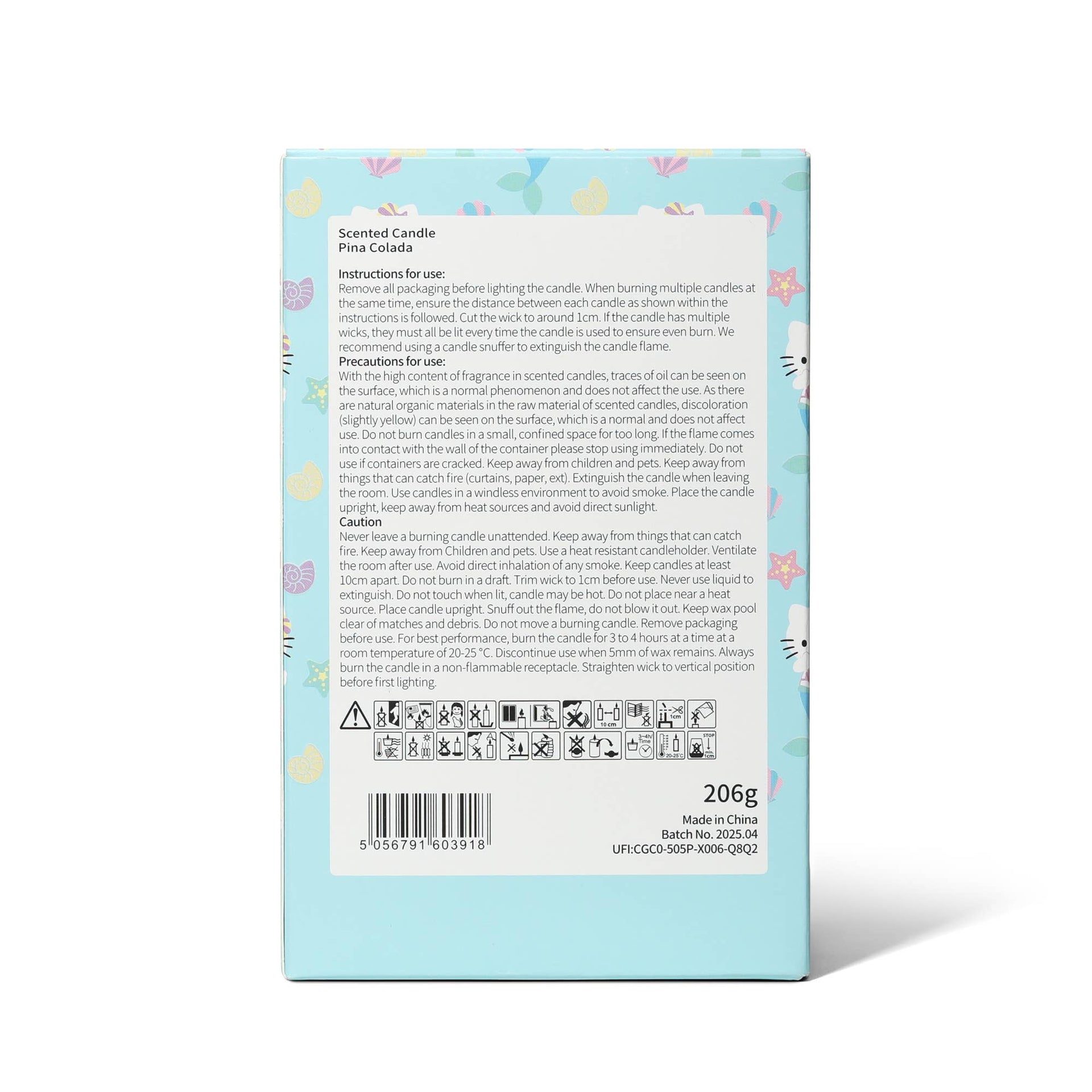 Summer-themed candle with 3D silicone lid, Piña Colada scent