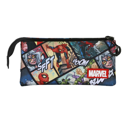 Marvel Dreifach-Federmäppchen – Spiderman-Motive