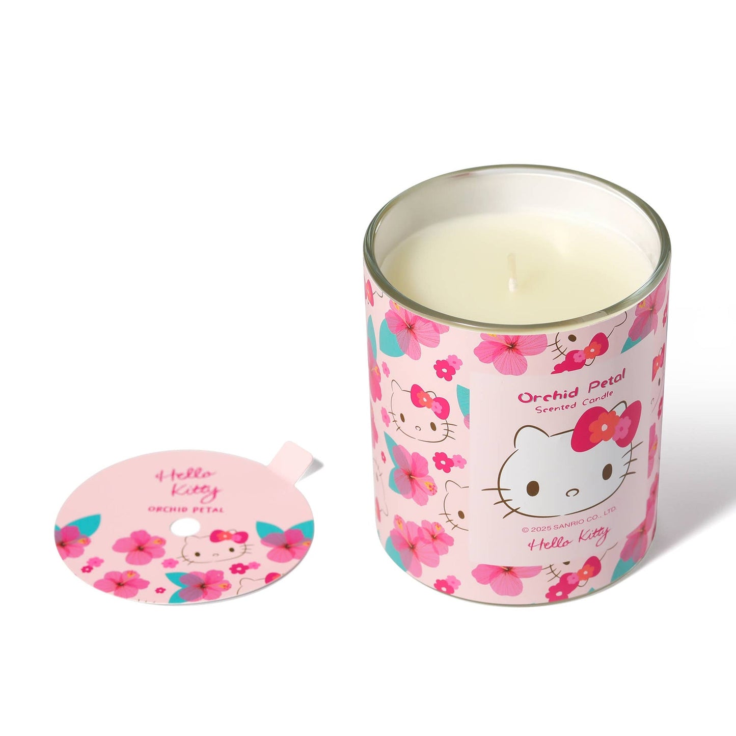 Bougie Rose à Imprimé Original Hello Kitty, Parfum Pétale d'Orchidée