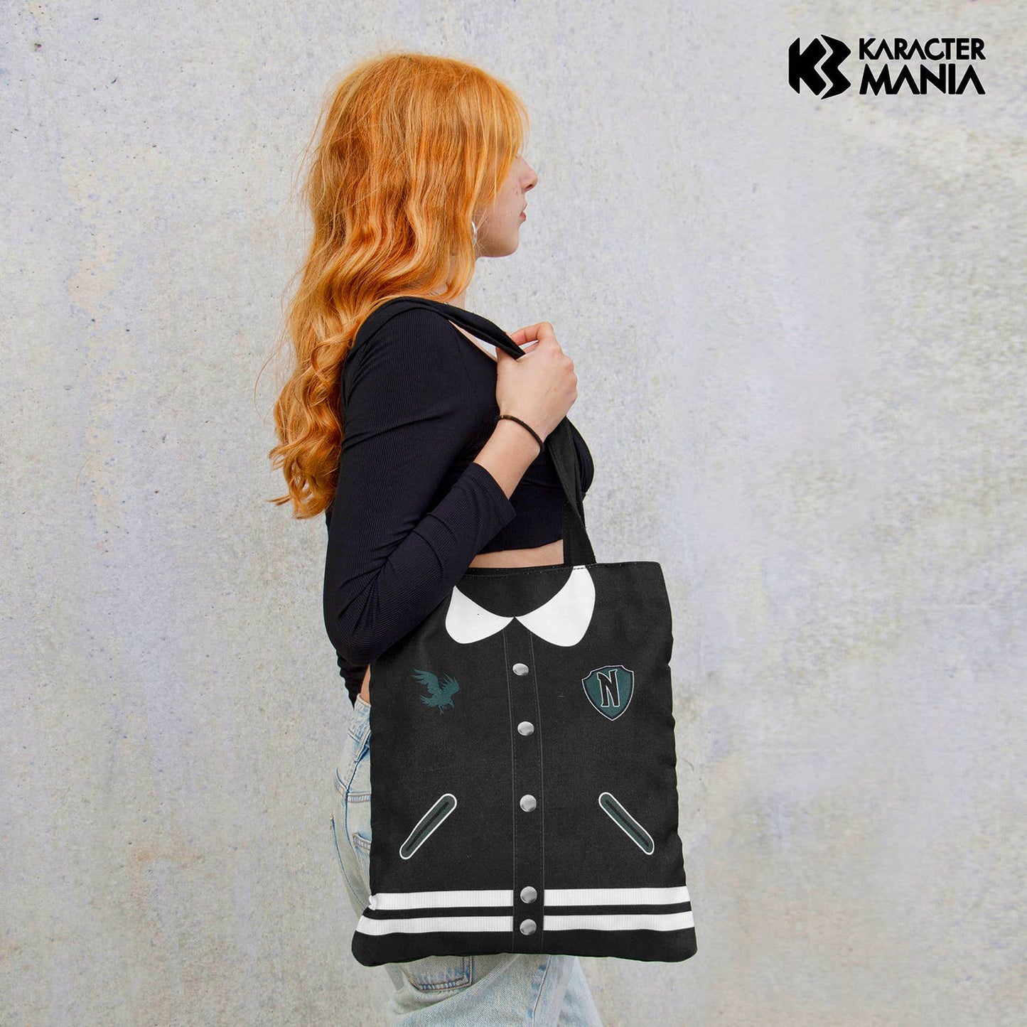 Wednesday Varsity Einkaufstasche, Schwarz