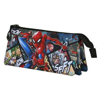 Marvel Dreifach-Federmäppchen – Spiderman-Motive