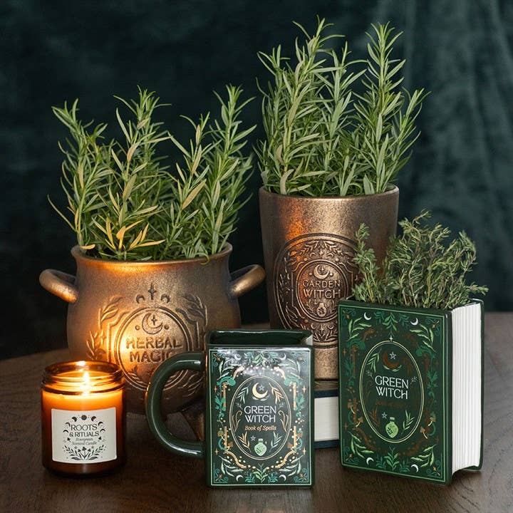 Vase in Buchform – Grüne Hexe