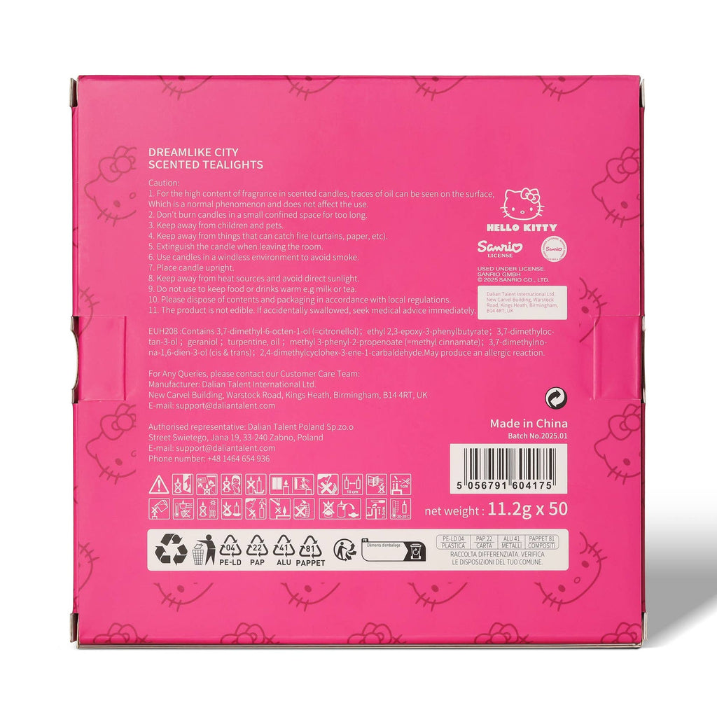 Hello Kitty pink tealight candles, pack of 50, Dream City scent