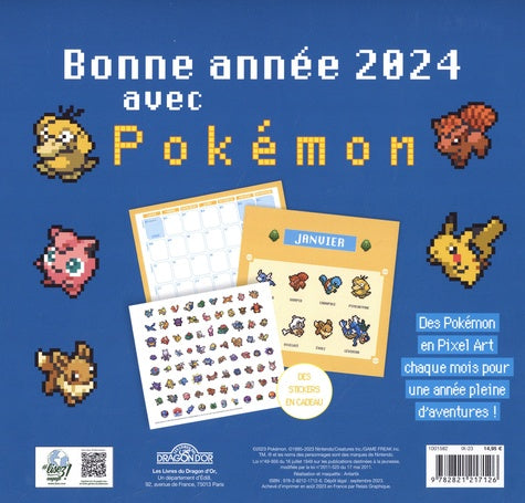 Kalendář s pixelartem Pokémonů na rok 2024