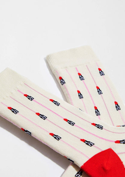 Chaussettes BeEmilyInParis Rouge à lèvres Beige