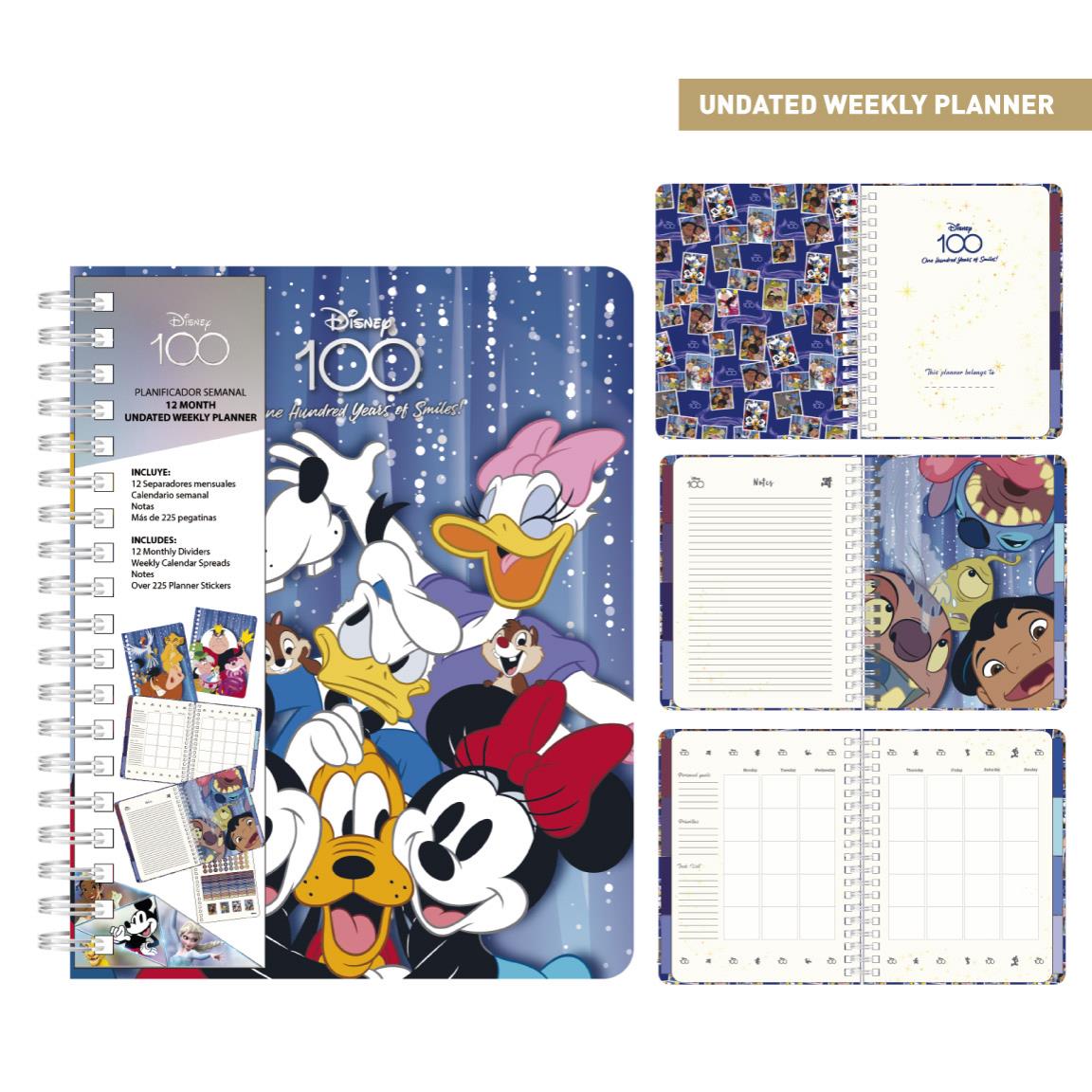 DISNEY Agenda Hebdomadaire Non Daté + Intercalaires + Stickers