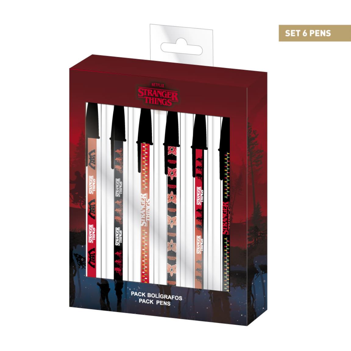 STRANGER THINGS Set de 6 Stylos à Bille