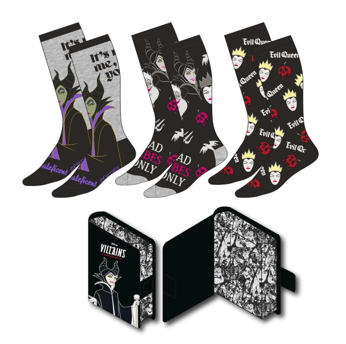 DISNEY VILLAINS Pack de 3 Paires de Chaussettes (Taille 36-43)