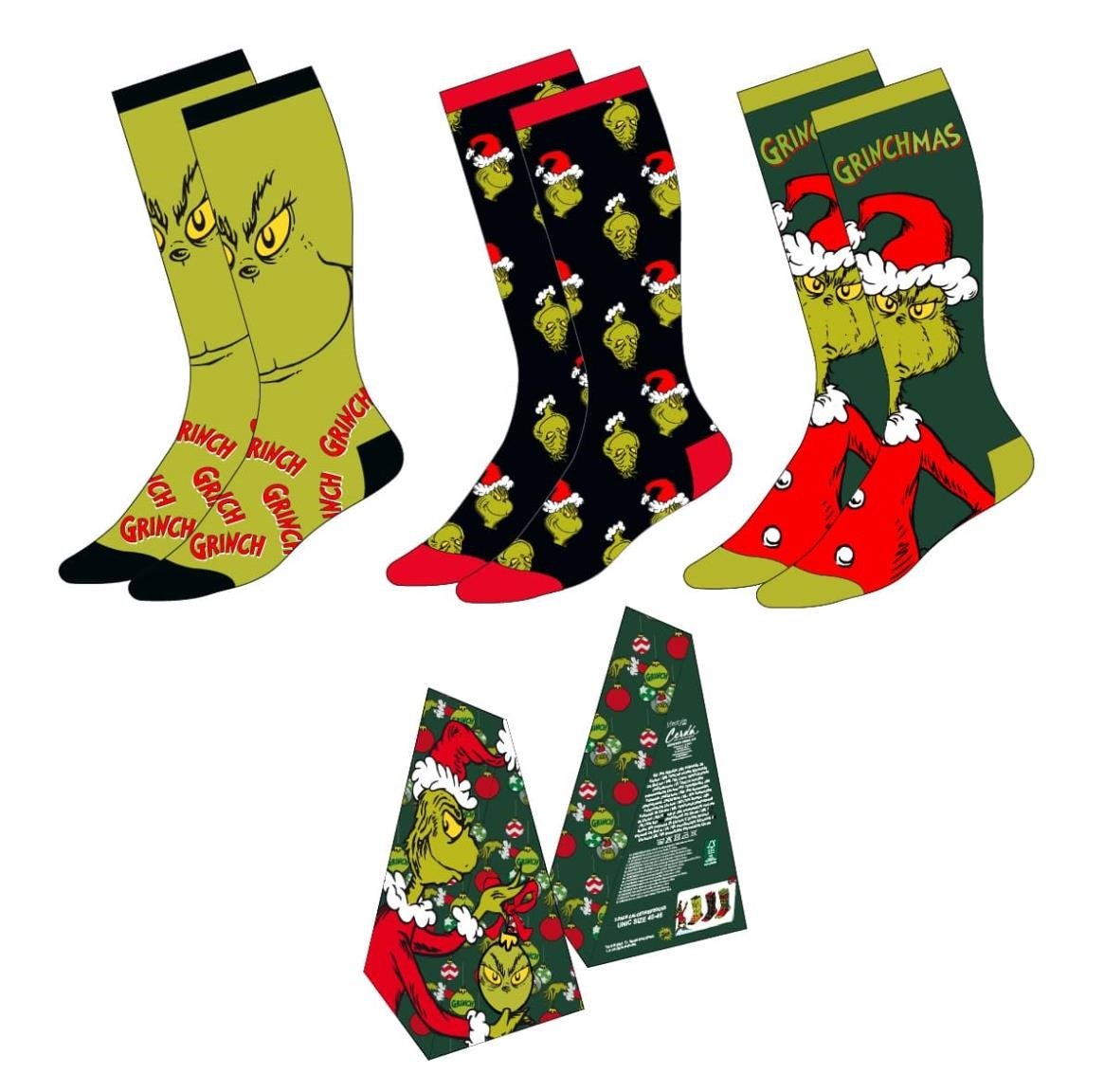 GRINCH Pack de 3 Paires de Chaussettes (Taille 38-45)