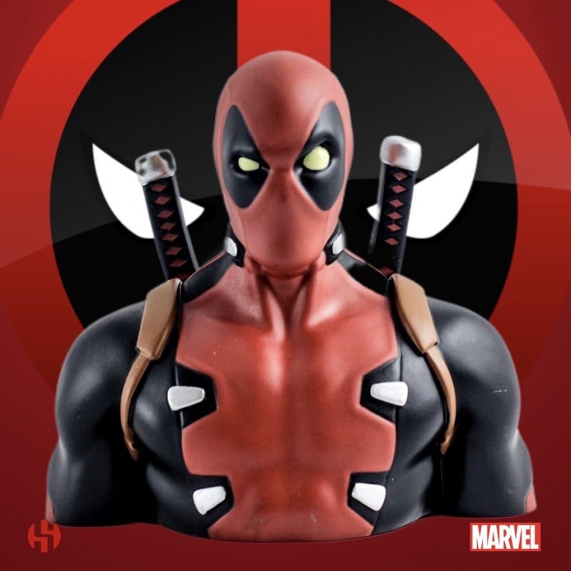 MARVEL Tirelire Boite Blister Deadpool Bust 20 cm