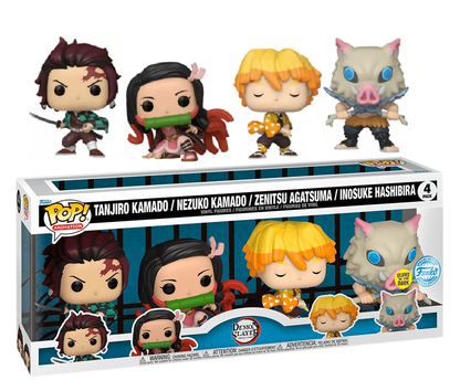 DEMON SLAYER Saison 1 4 Pack Funko Pop GITD SPECIAL EDITION