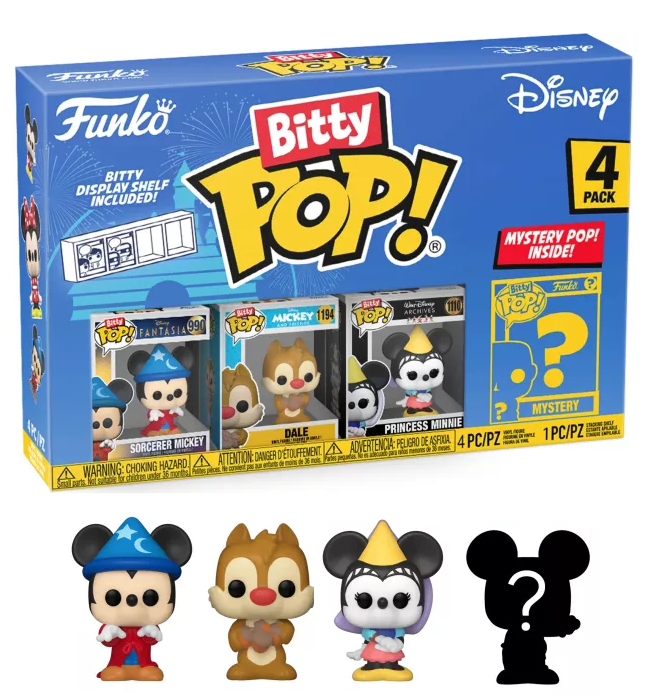 DISNEY Bitty Pop 4 Pack 2.5cm Mickey Sorcier