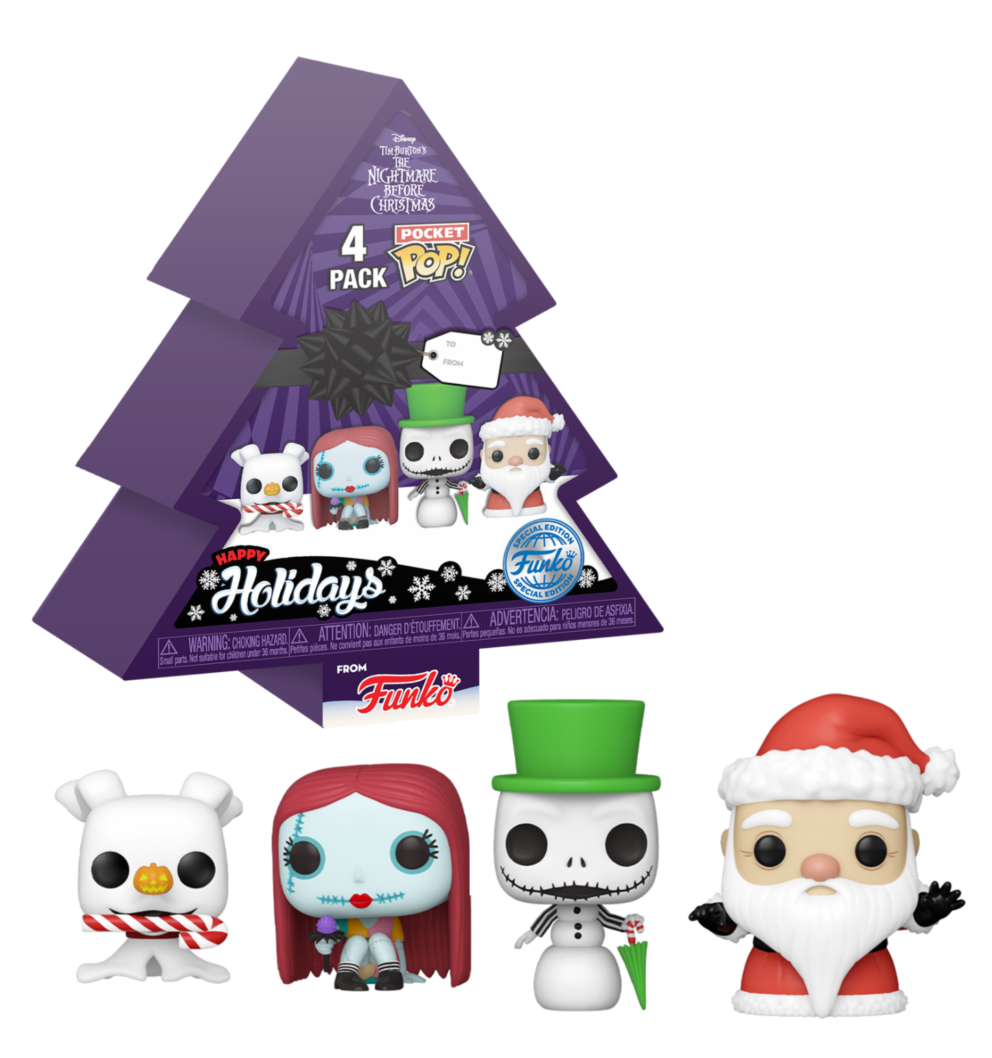 NBX Pocket Pop Keychains 4 Pack- Tree Holiday