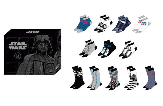 STAR WARS Gift Box Calendrier 12 Paires de Chaussettes (T 41-46)