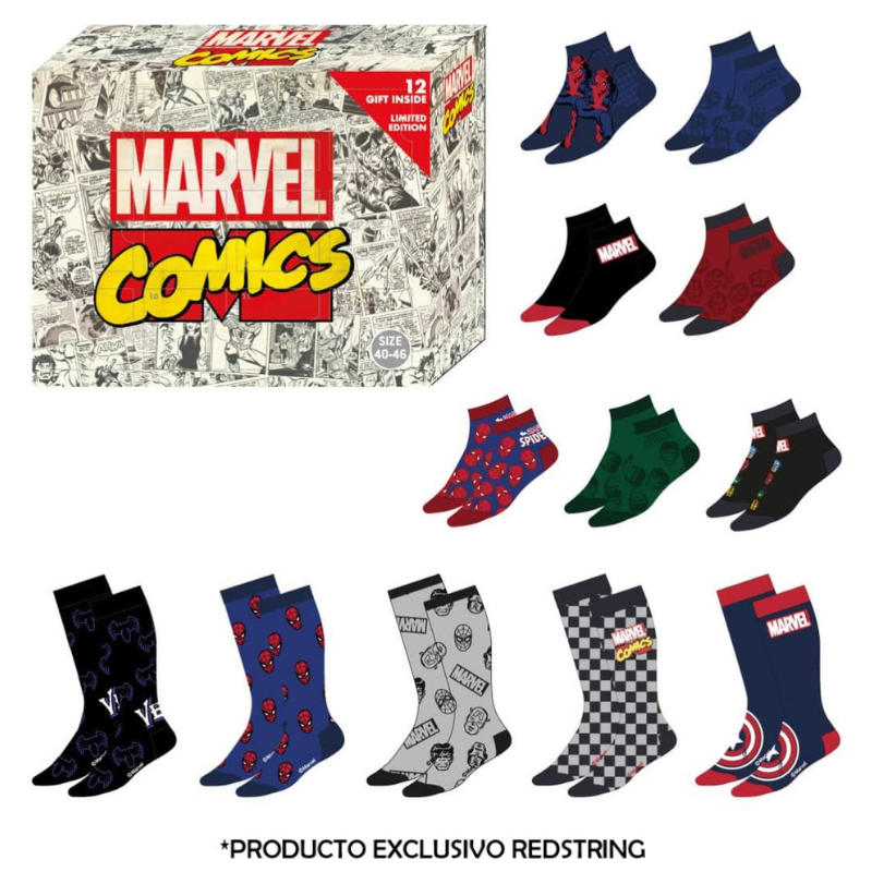 MARVEL Comics Gift Box 12 Paires de Chaussettes (T 40-46)