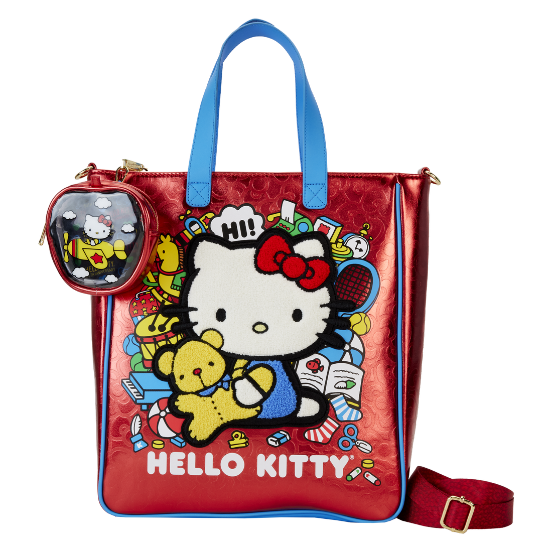 HELLO KITTY -50ème Anniv. -Tote Bag Métallique avec Coin Bag Loungefly