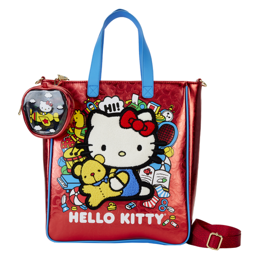 HELLO KITTY -50ème Anniv. -Tote Bag Métallique avec Coin Bag Loungefly