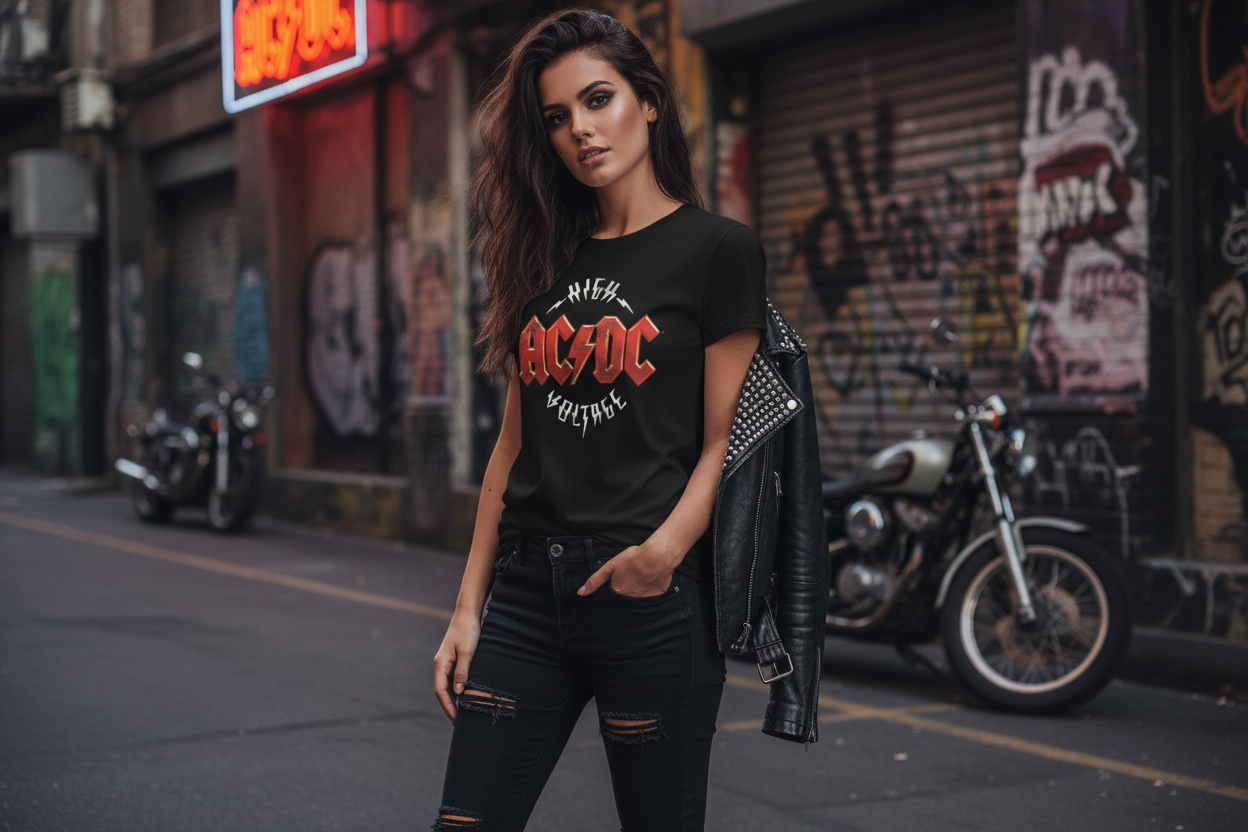 AC/DC Dame T-shirt - High Voltage