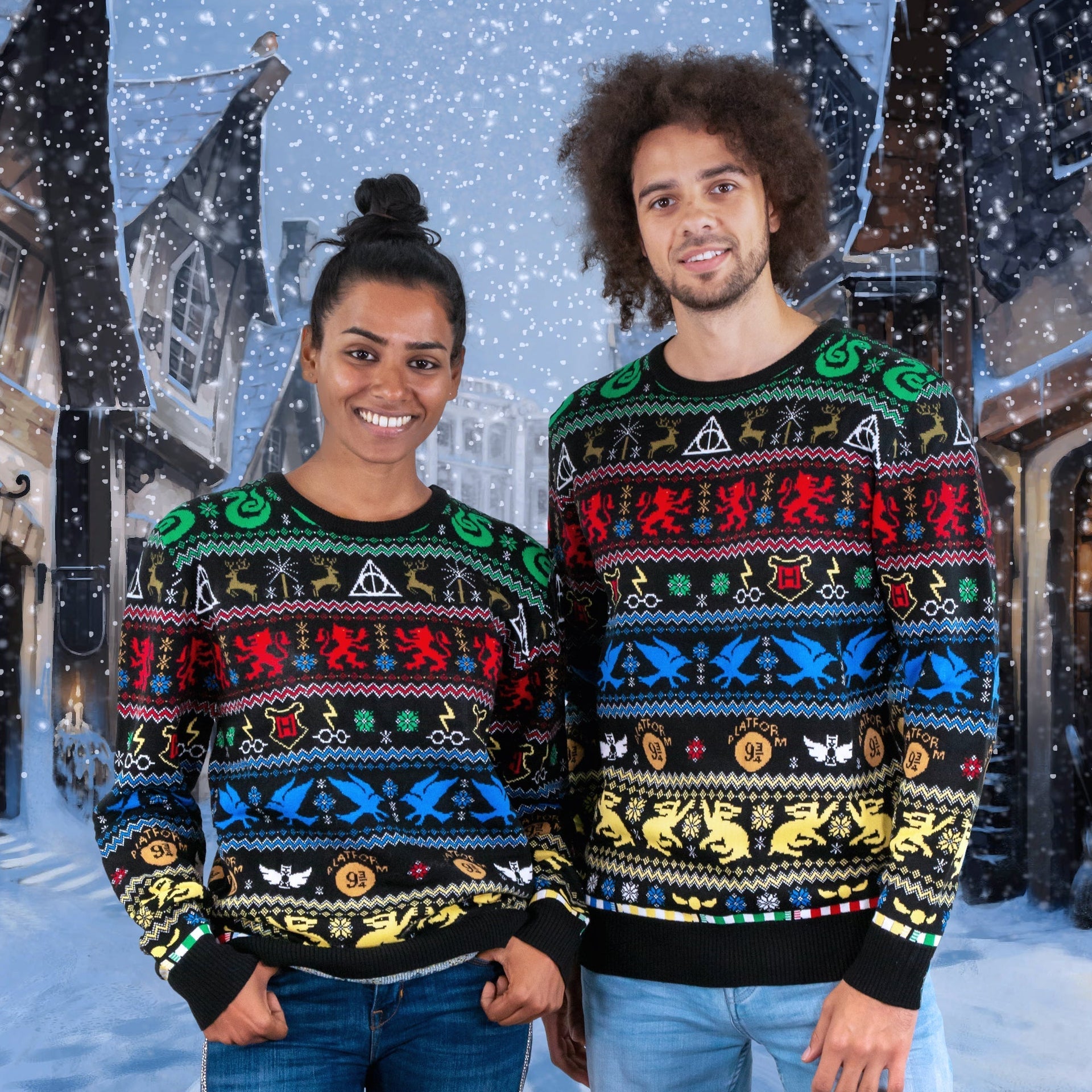 Pull de Noël Harry Potter - Maisons de Poudlard