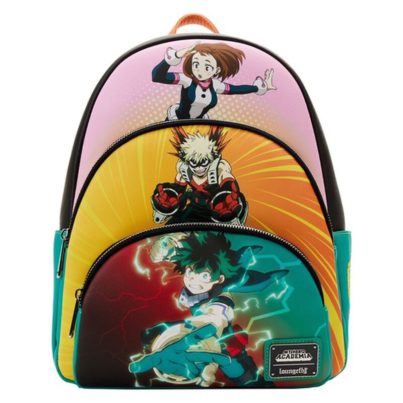 Mažos „My Hero Academia“ kuprinės – scena su trimis kišenėmis