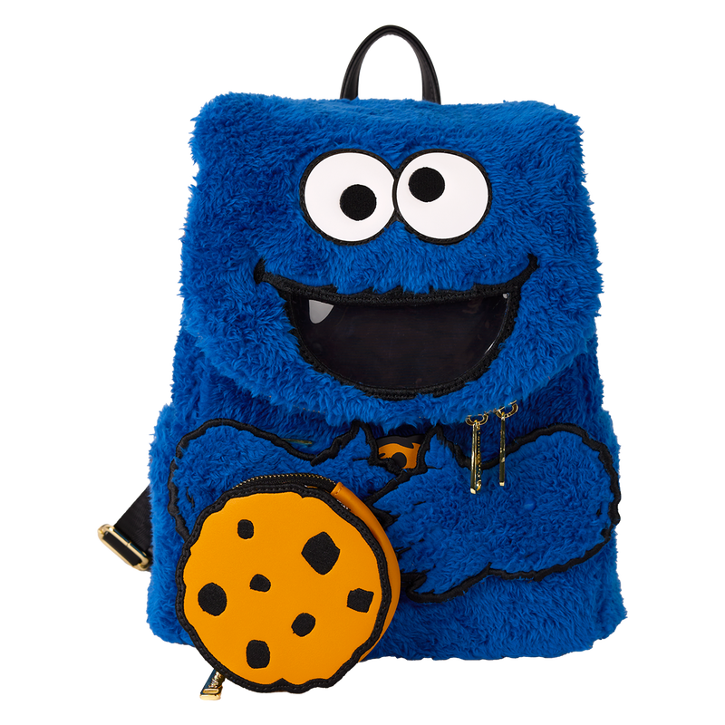 sesame street cookie monster plush cosplay mini backpack with coin bag