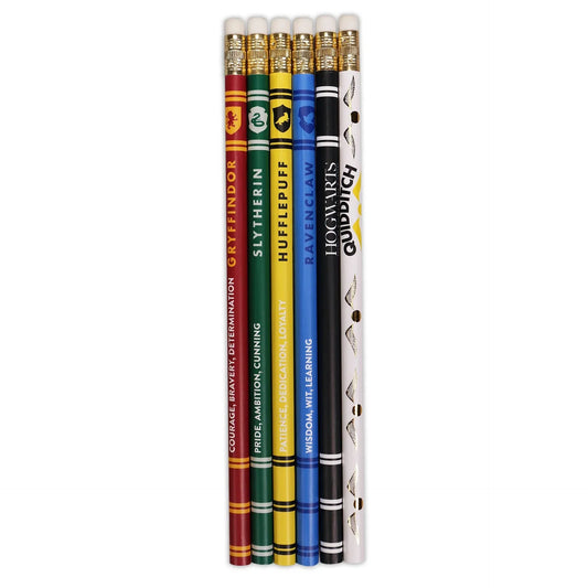 Sada 6 šedých tužek Harry Potter - Domky 