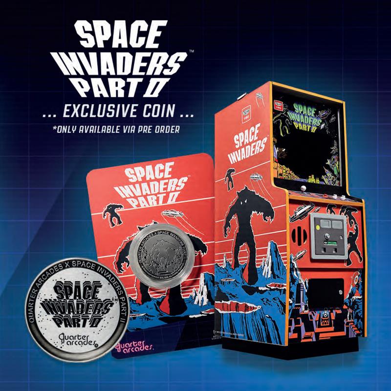 Ceturtdaļas izmēra arkādes skapis Space Invaders II daļa