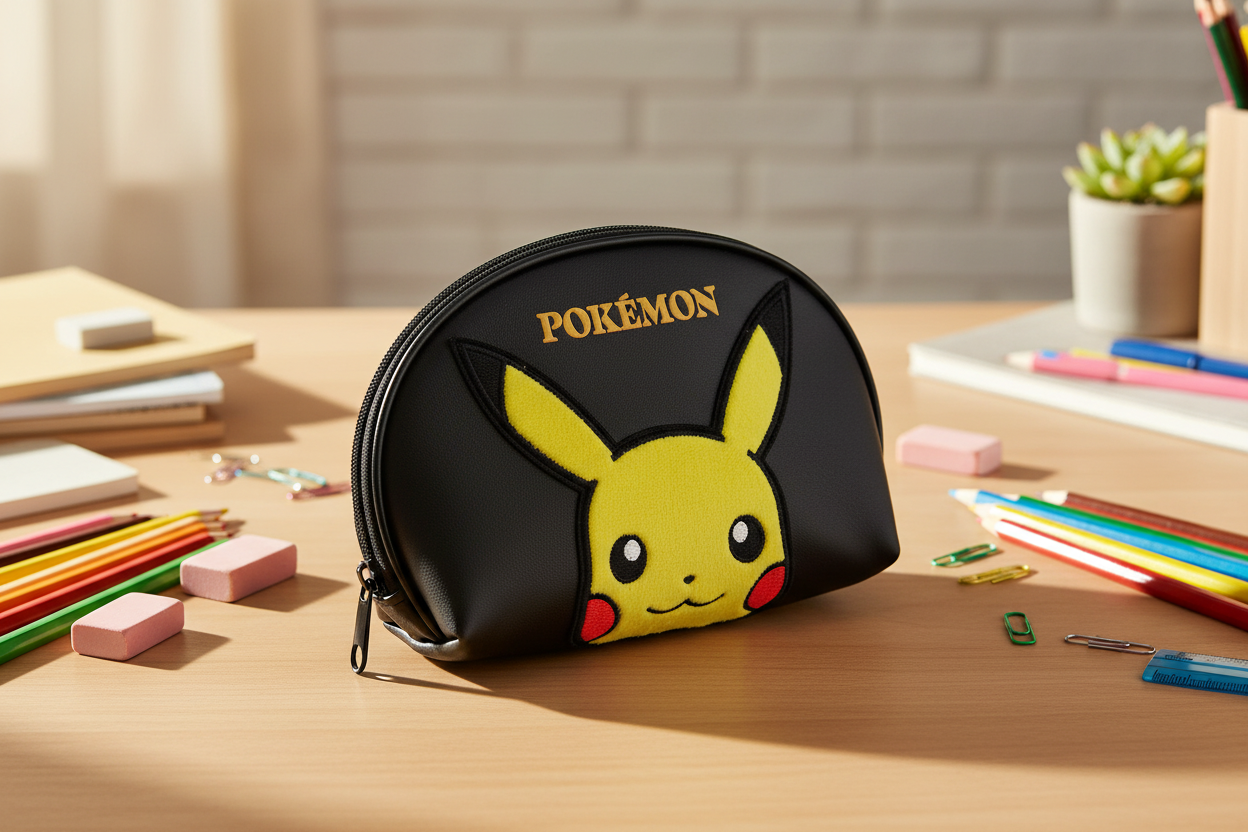 Pokémon-Federmäppchen – Pikachu mit Plüschaufnäher