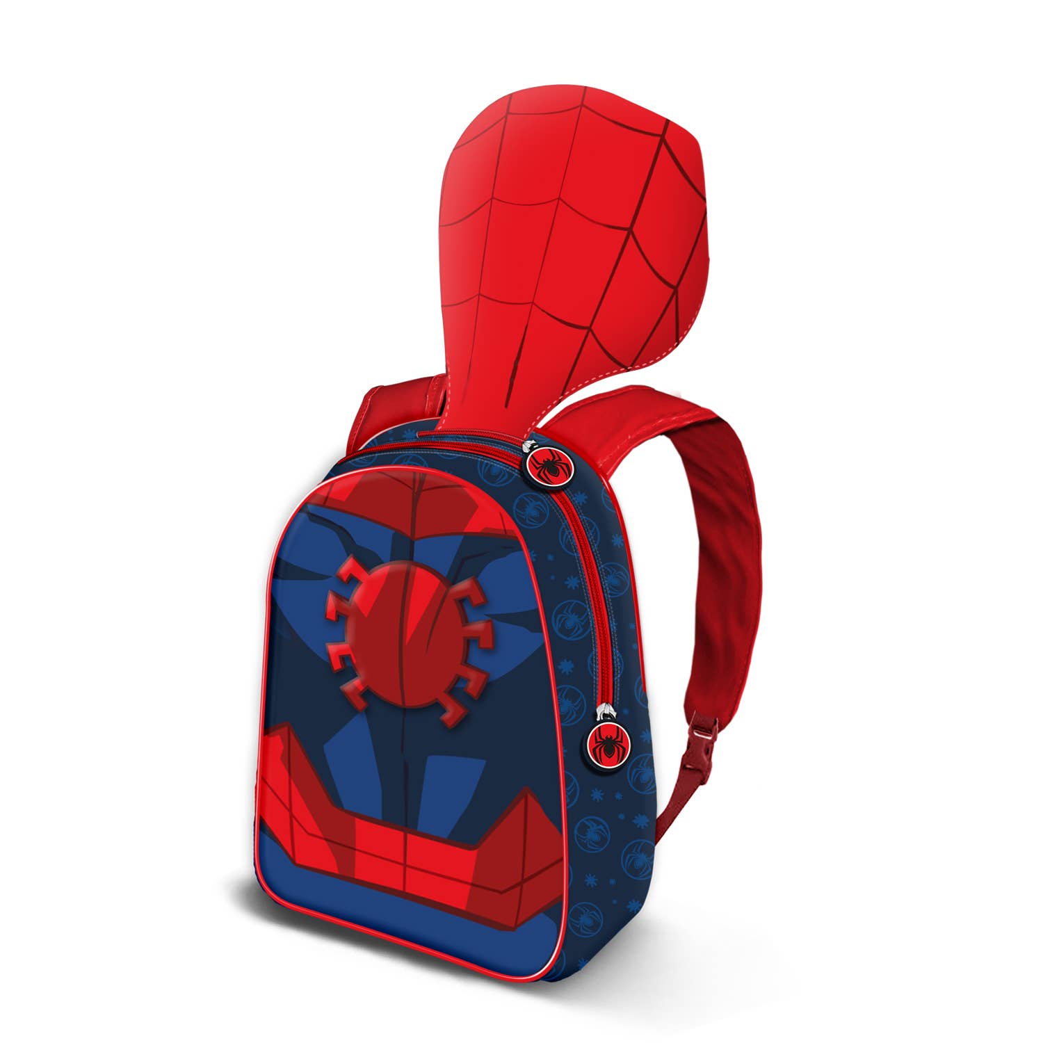 Roter Marvel Spiderman Kinderrucksack mit integrierter Kostümkapuze