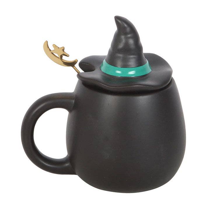 „Böse Hexe“-Tasse mit Deckel und Löffel