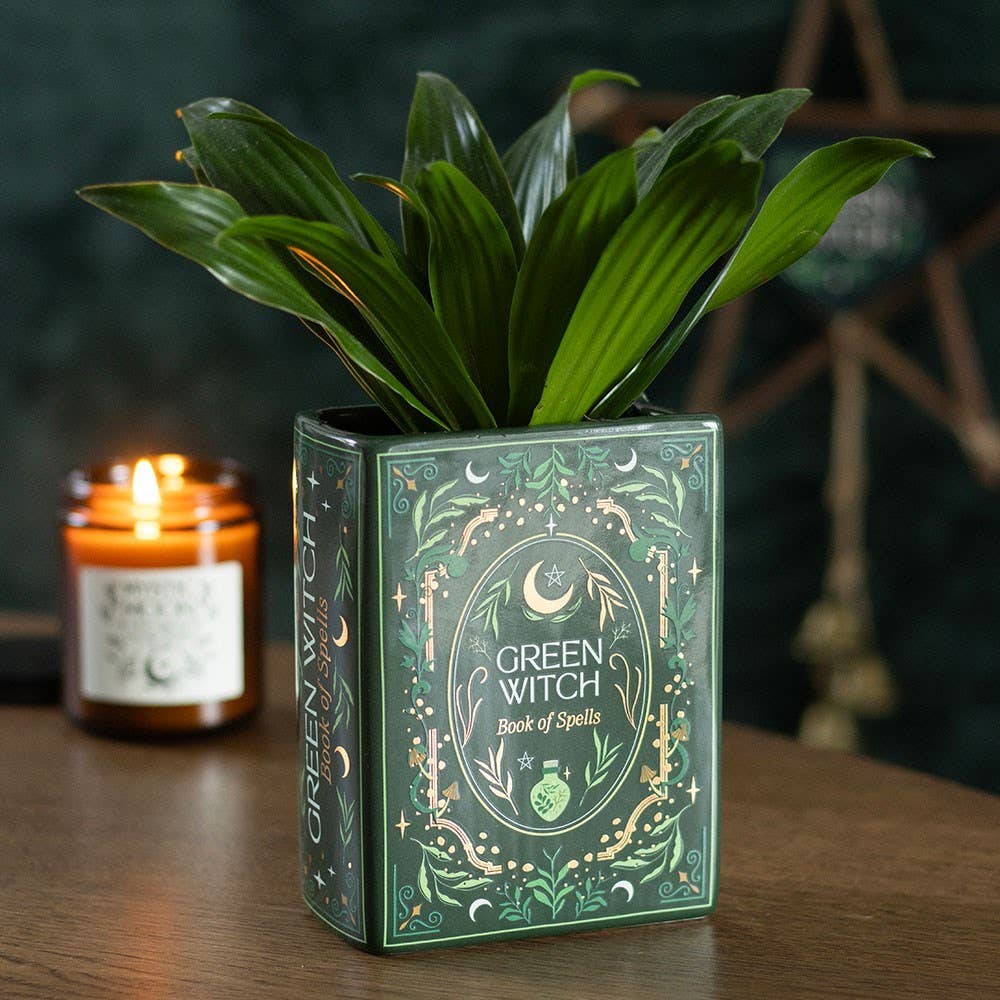 Vase in Buchform – Grüne Hexe