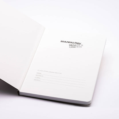 A5-Notizbuch aus Steinpapier mit Banksy-Graffiti – Fliegendes Mädchen
