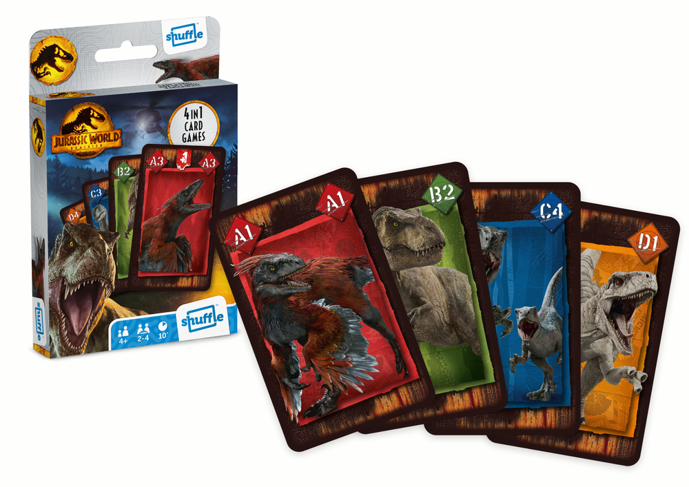 Jeu de cartes Shuffle - 4 in 1 - Jurassic Wolrd