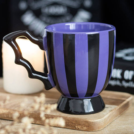Tasse à Thé Rayée Violet & Noir – Anse Aile de Chauve-Souris