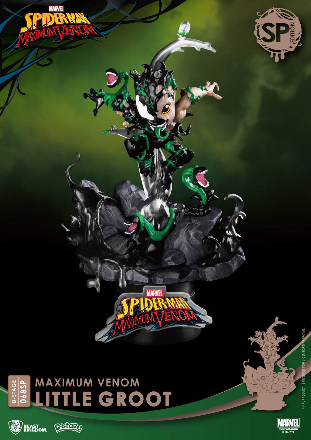 marvel comics diorama pvc d stage maximum venom little groot special edition 16 cm