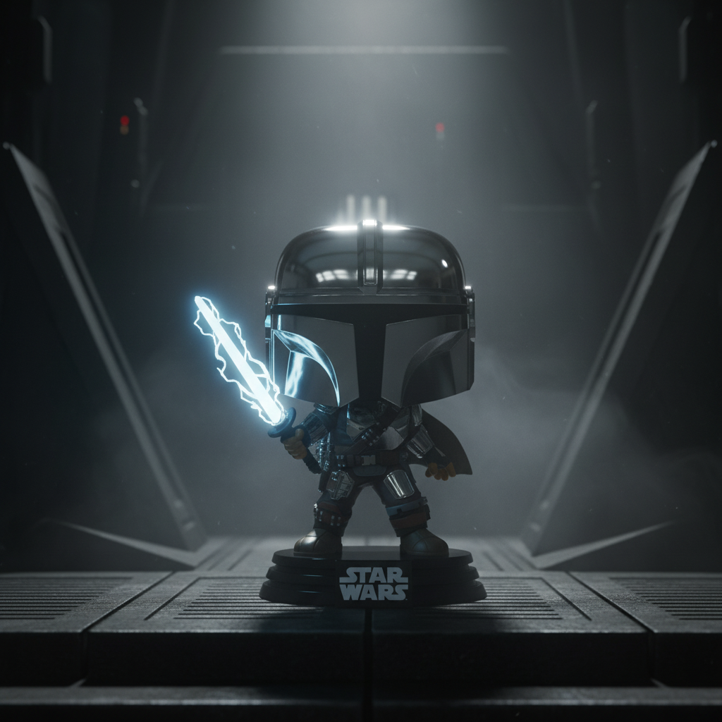 Pop! Mandalorianeren med Darksaber (Metallic/Glow)