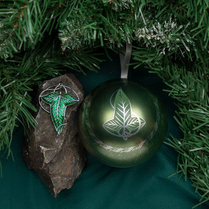 Boule de Noël Le Seigneur des Anneaux avec Broche Feuille de la Lórien