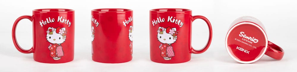„Hello Kitty“ termoreaktyvus puodelis – raudonas kimono