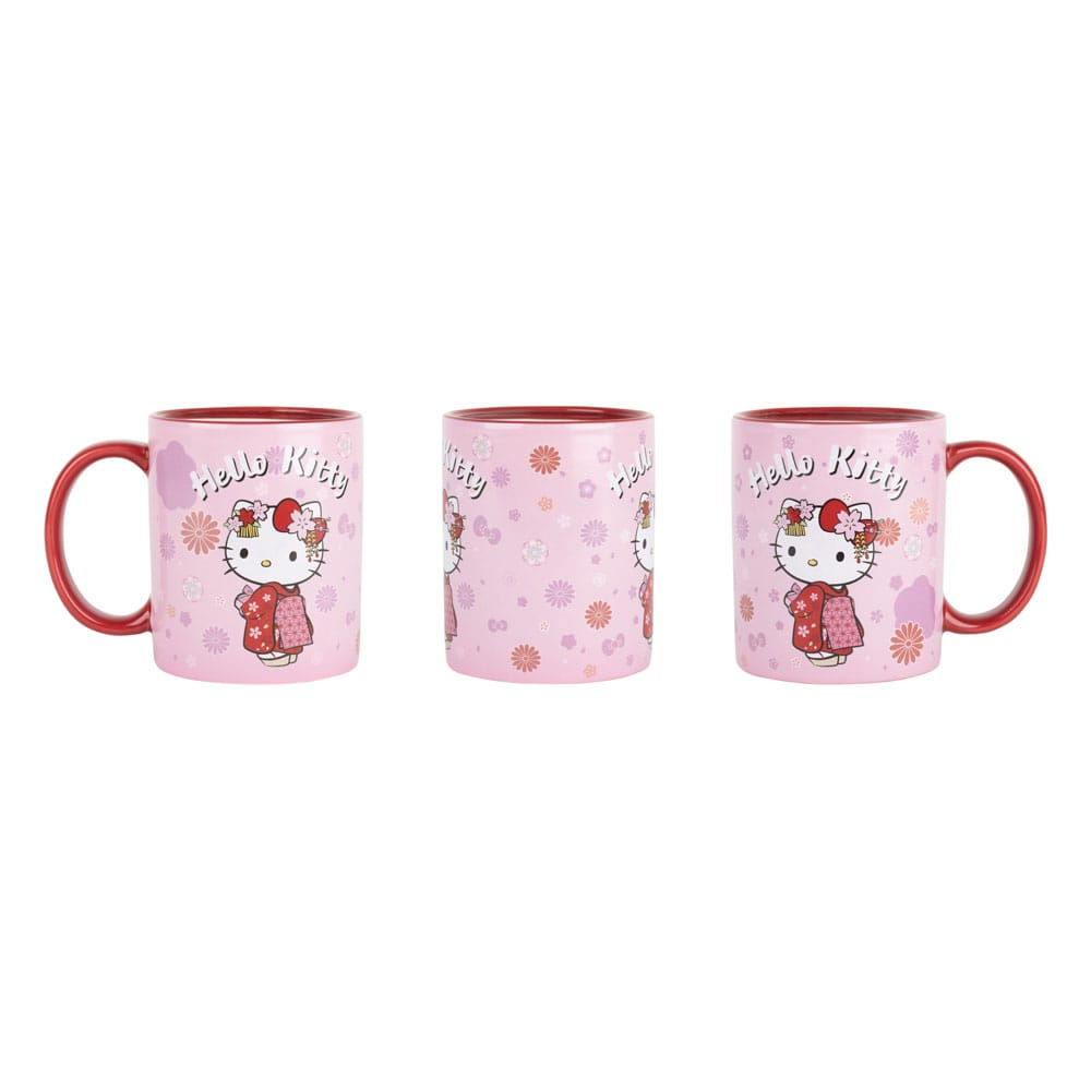 „Hello Kitty“ termoreaktyvus puodelis – raudonas kimono