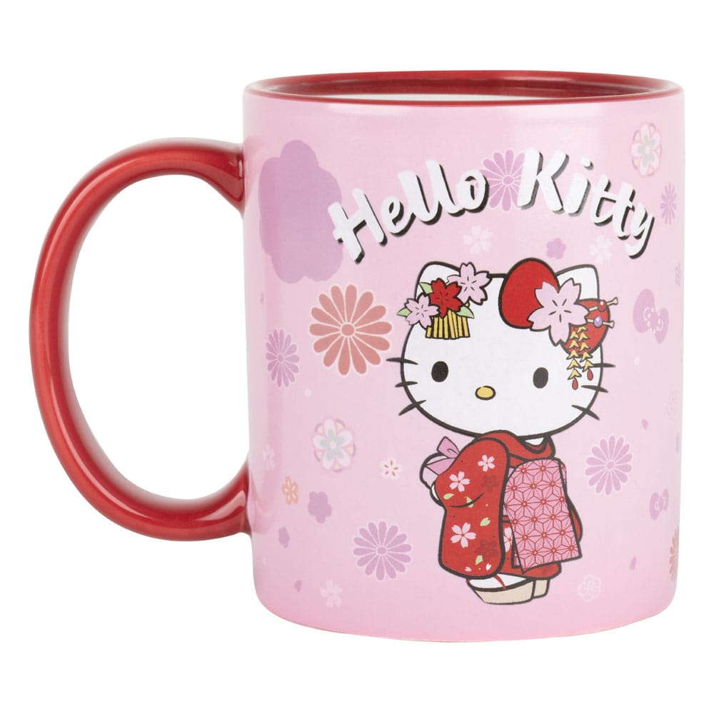„Hello Kitty“ termoreaktyvus puodelis – raudonas kimono