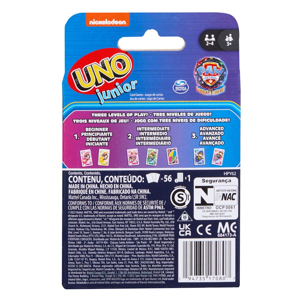 jeu de cartes uno junior patpatrouille le film mattel